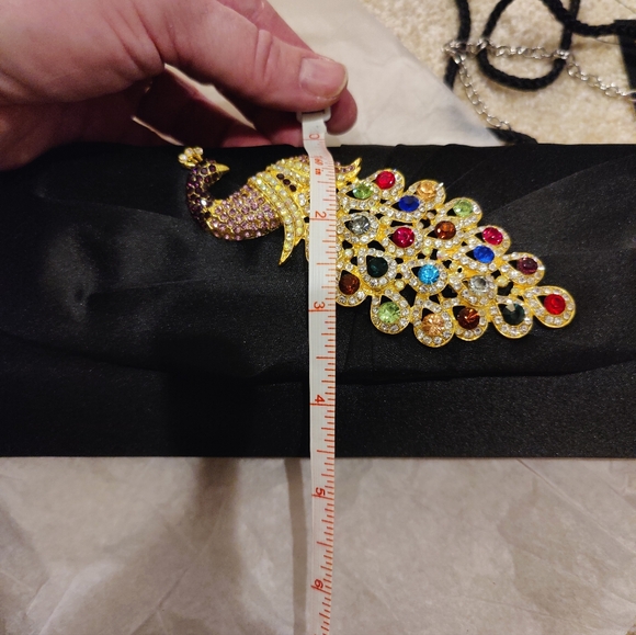 NWT Sasha Black Clutch with Peacock Design - Picture 7 of 8